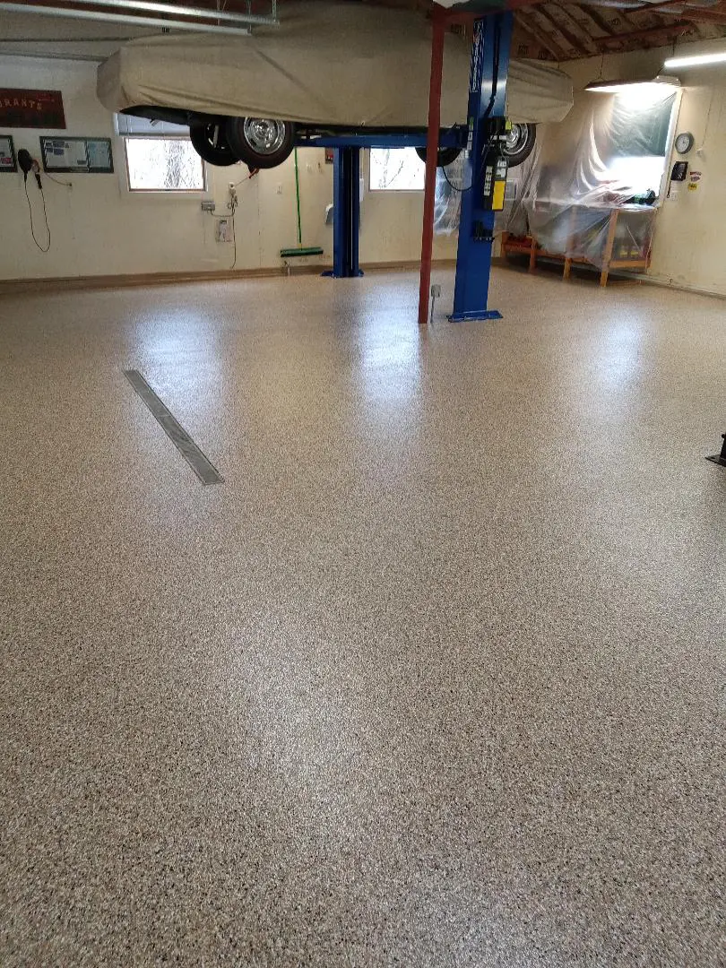 Epoxy garage floor color flakes