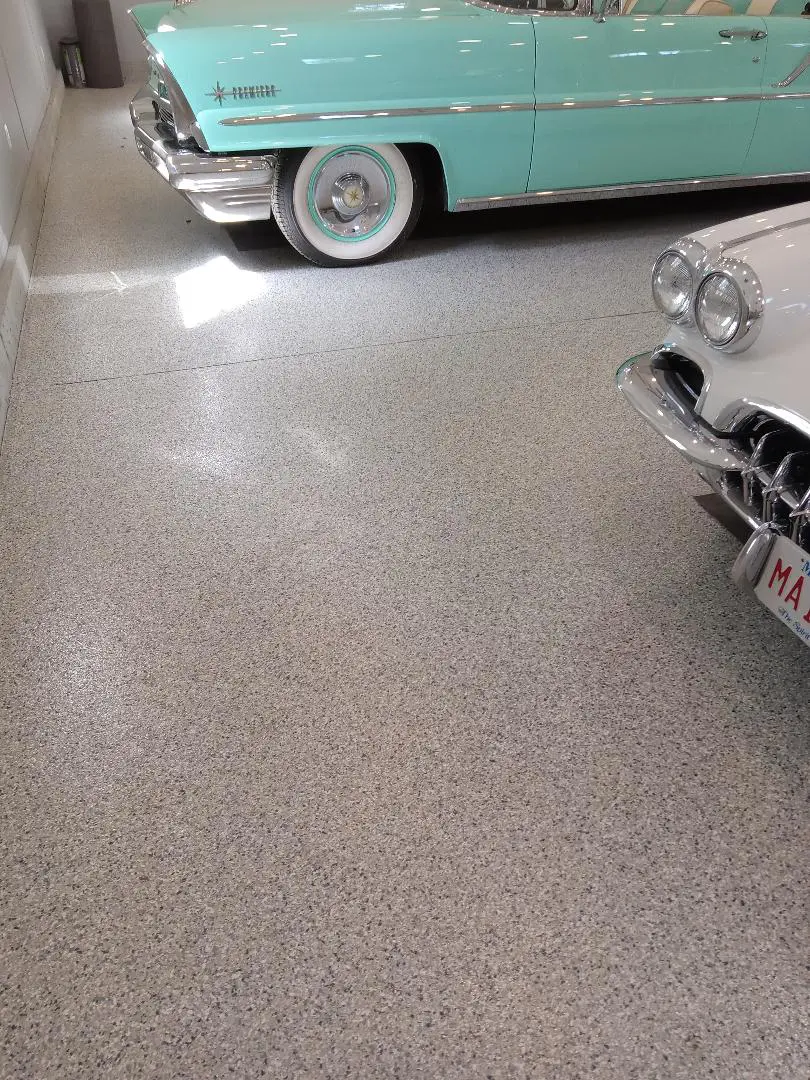 Epoxy garage floor, color flake,plymouth MA.