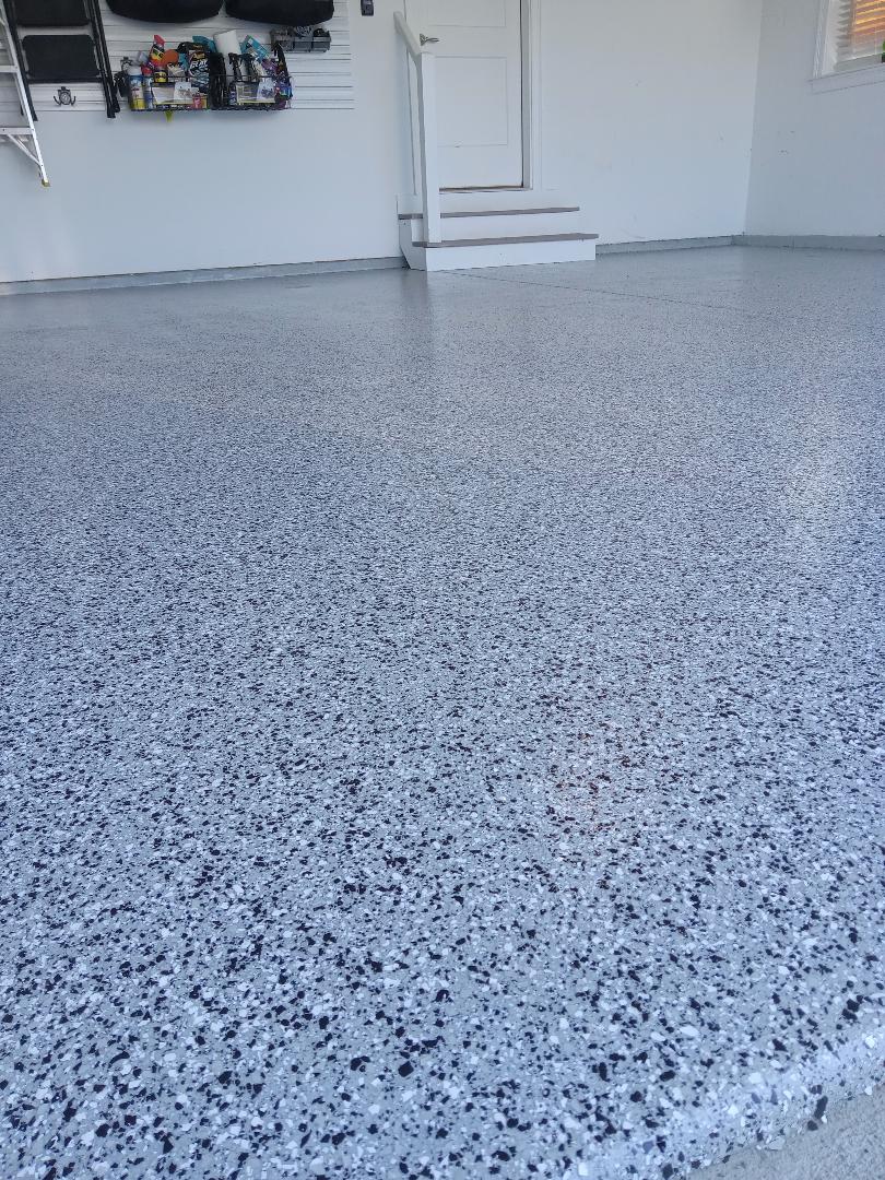 Garage epoxy floor coationg, color domino